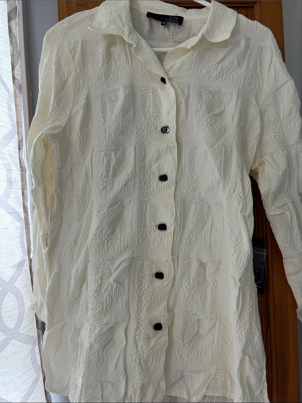 Habitat Cream Textured Button-Front Blouse